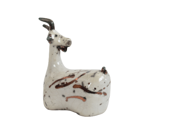 Scultura capretta raku bianca - Artigianato Pasella