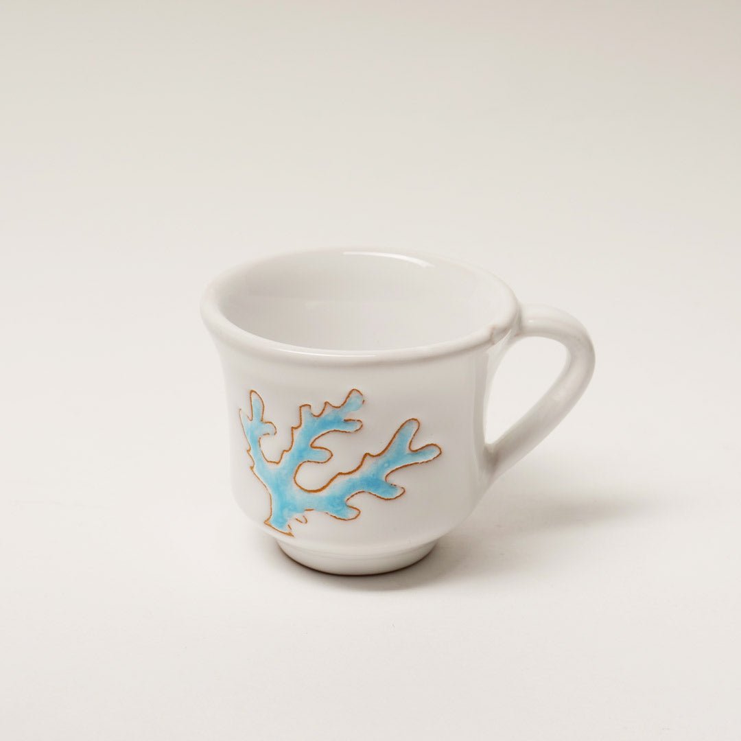 Set da caffè con motivo corallo celeste - Artigianato Pasella