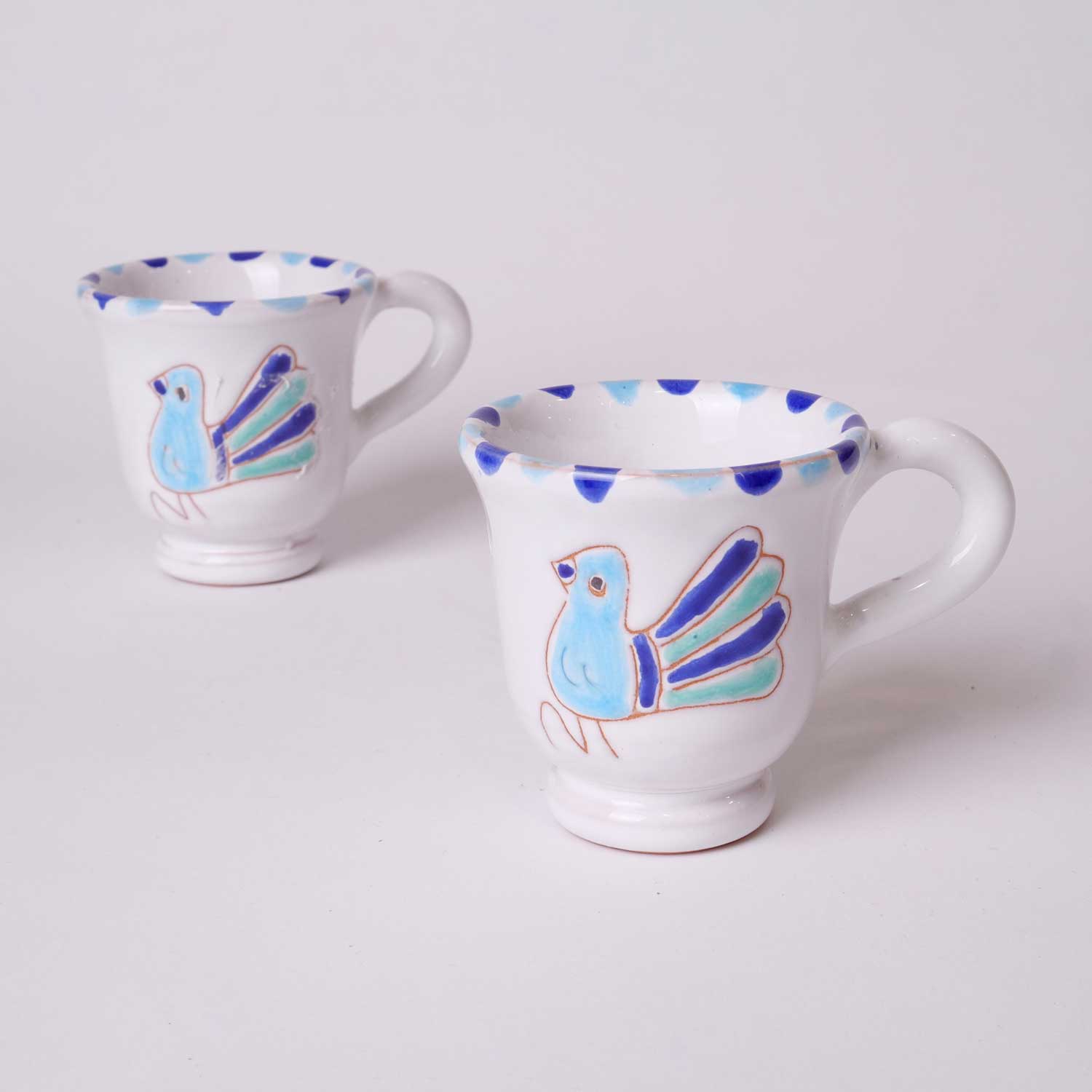 Set da caffè con motivo pavoncella turchese - Artigianato Pasella