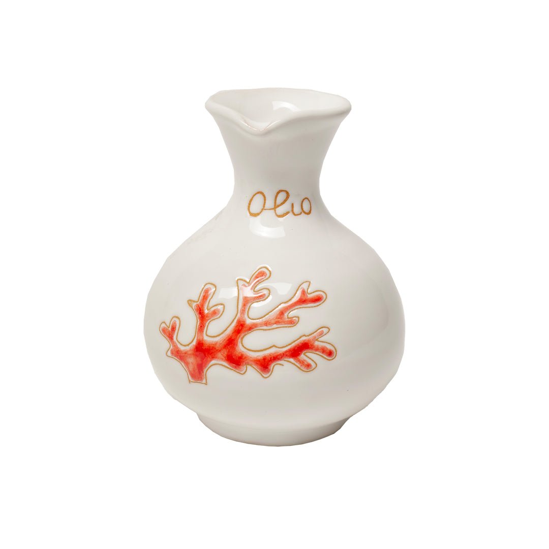 Set di ampolle per olio d'oliva e aceto con motivo corallo rosso - Artigianato Pasella