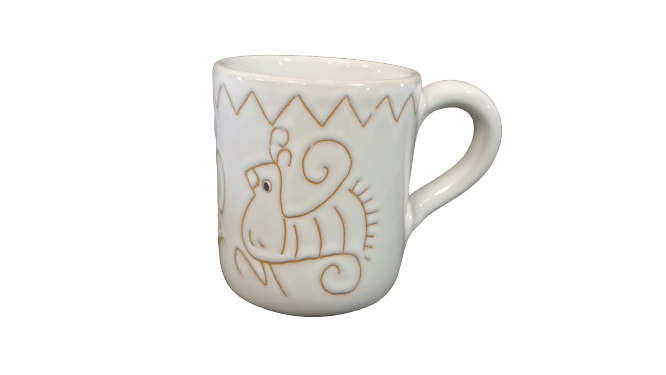 Set di tazze Mug con motivo pavoncella bianca - Artigianato Pasella