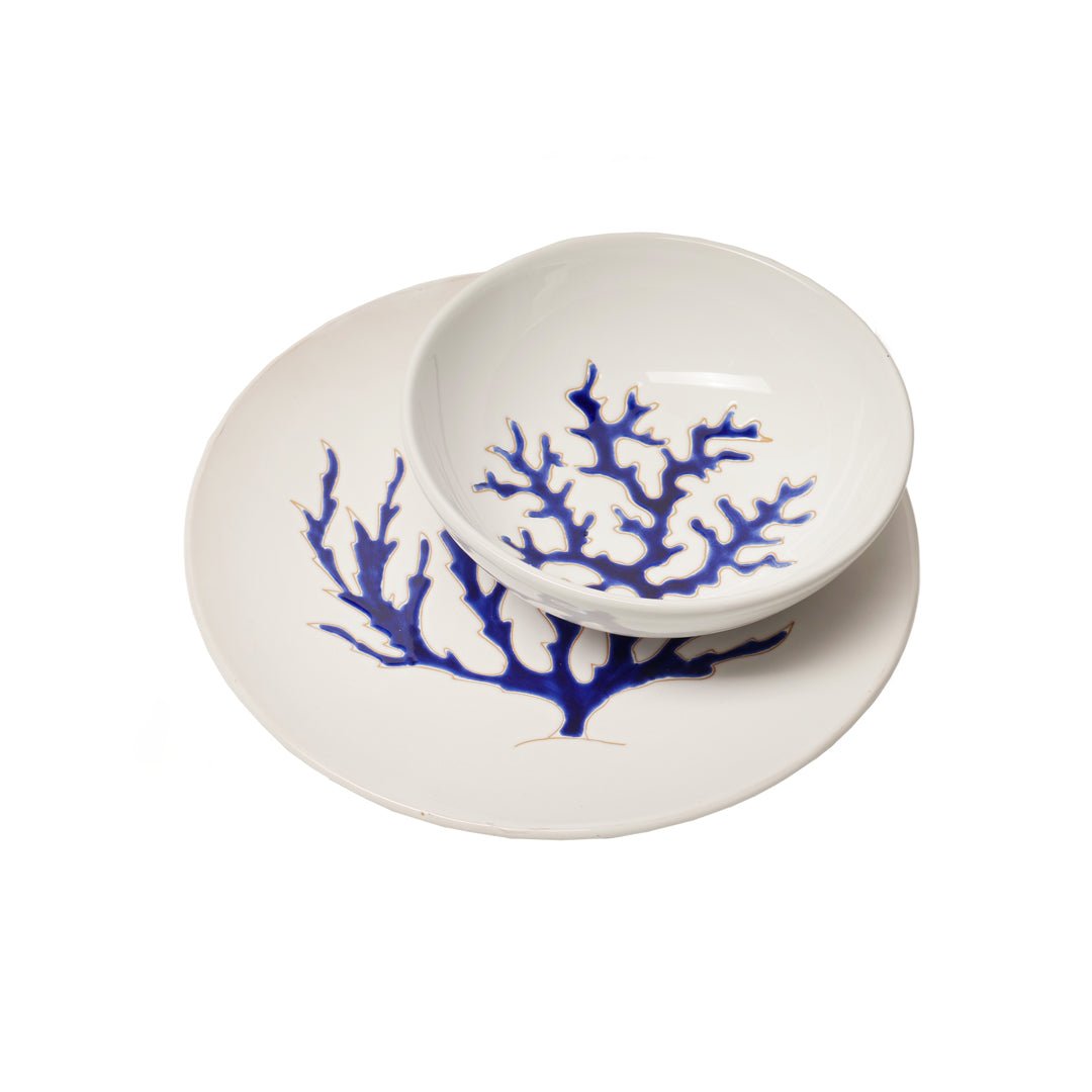 Set piatti con motivo corallo blu - Artigianato Pasella