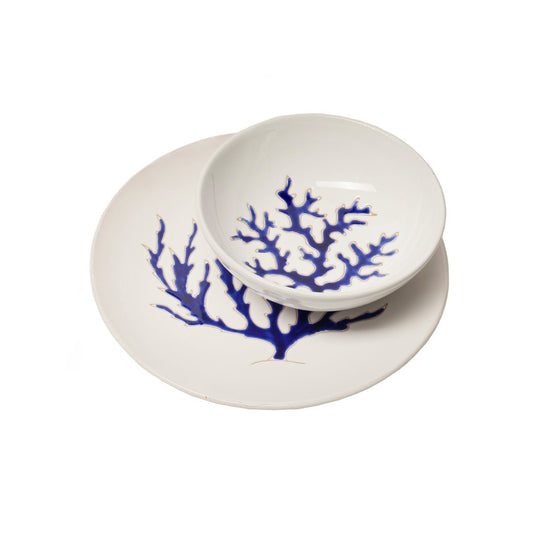 Set piatti con motivo corallo blu - Artigianato Pasella