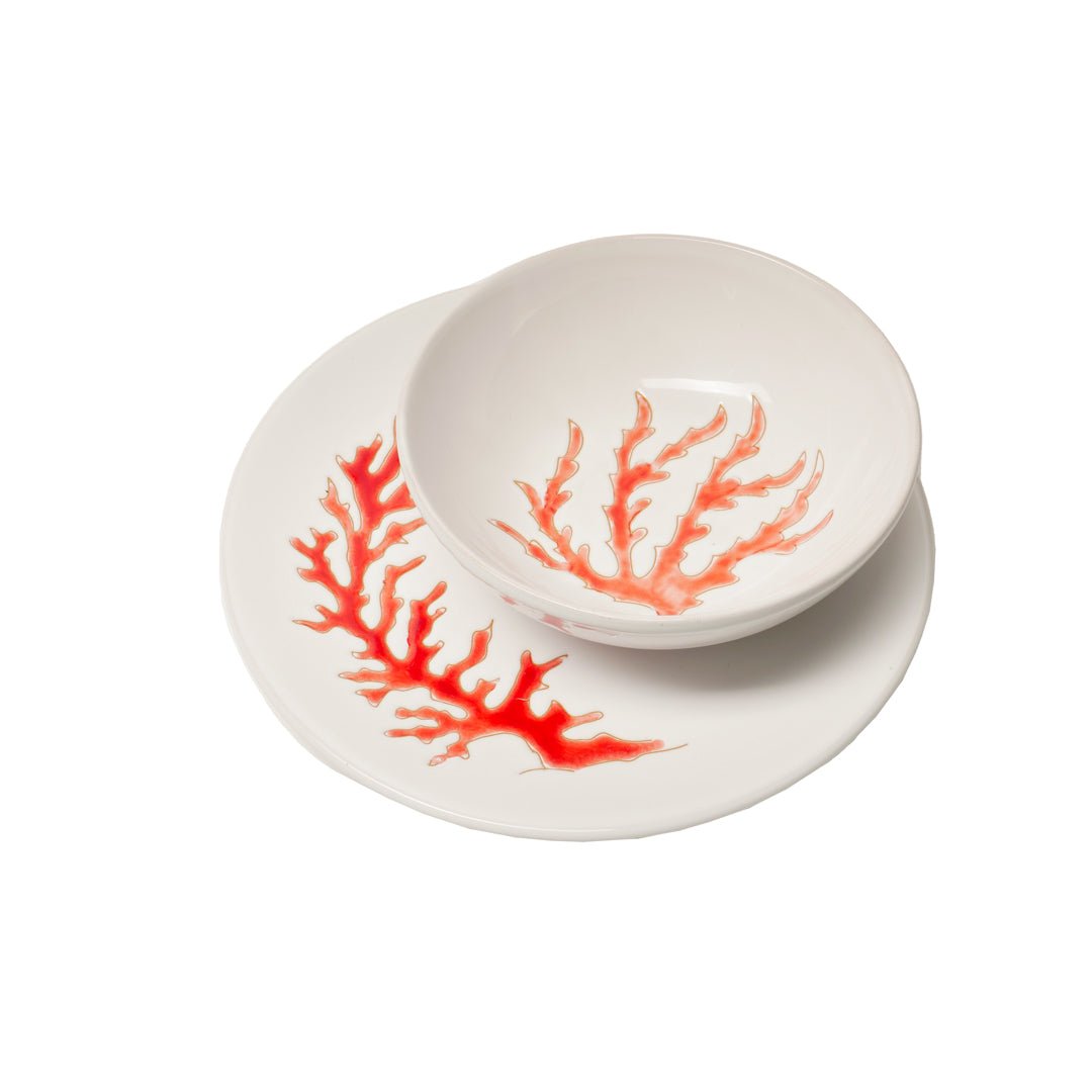 Set piatti con motivo corallo rosso - Artigianato Pasella