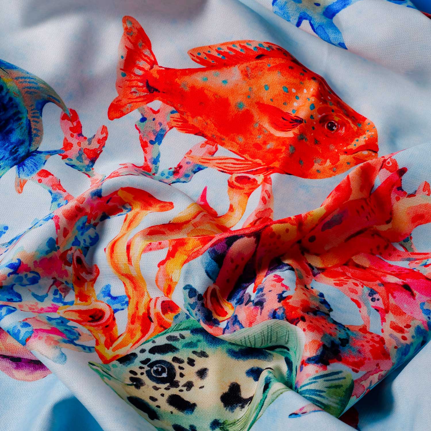 Tovaglia con decoro pesci - Artigianato Pasella