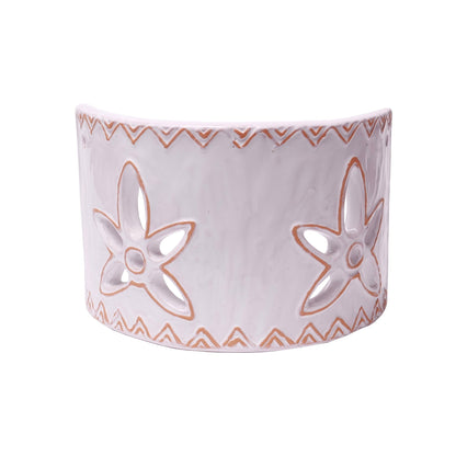 Applique Tegola collezione Rilievo con motivo giglio bianco e cotto, misura piccola - Artigianato Pasella