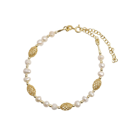 Bracciale Artigianale in Argento con Dettagli Perlati - Artigianato Pasella