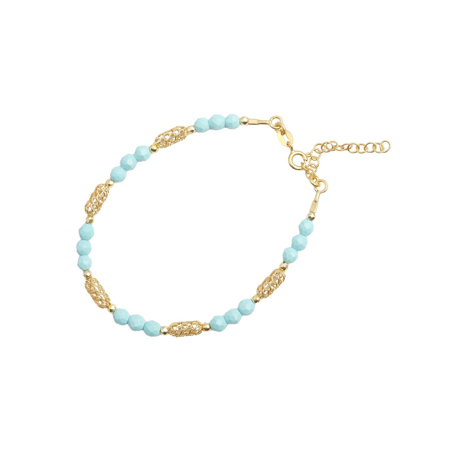 Spadarella Bracciale Unisex Con Sfere In Argento 925 E Turchese Naturale – Fatto A Mano – Made In Italy – 17 Cm