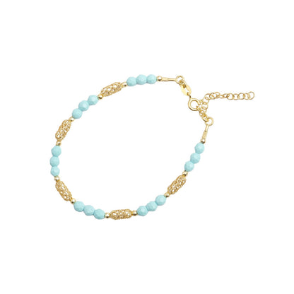 Bracciale Artigianale in Argento con Sfere in Pasta Turchese - Artigianato Pasella