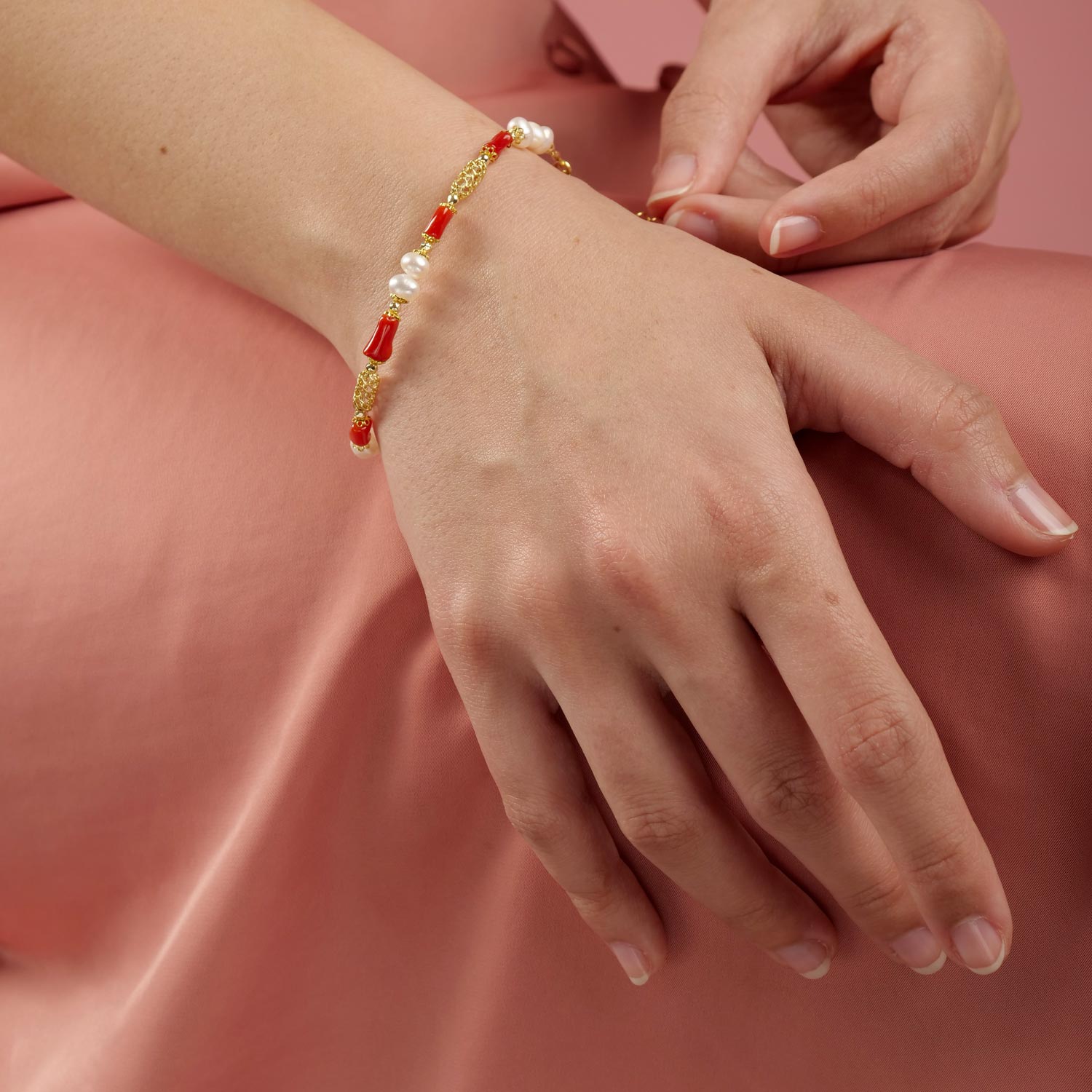 Bracciale in Argento con Corallo - Artigianato Pasella