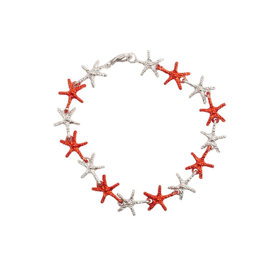 Bracciale in Argento con Stelle Marine Smaltate - Artigianato Pasella