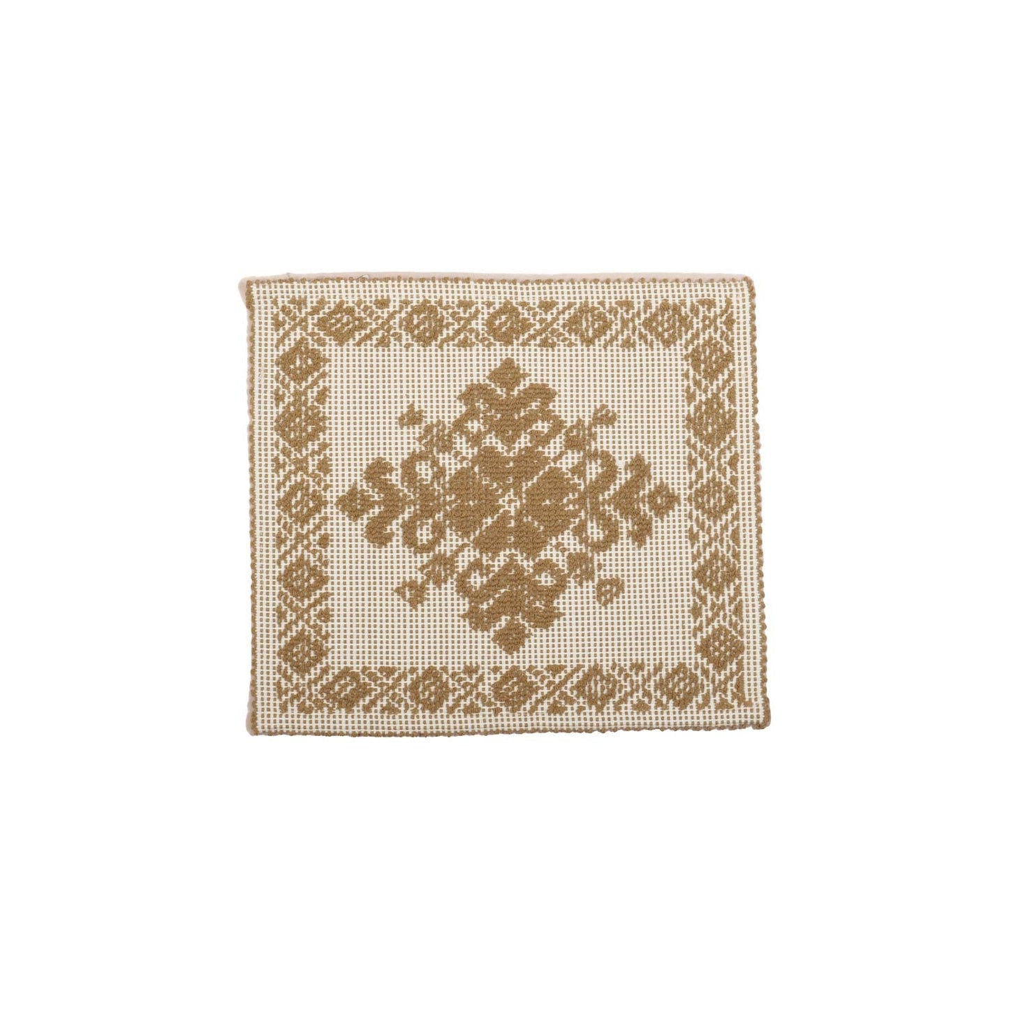 Centrino sardo, cotone, lavorazione meccanica, decorazione giglio tortora, 35x35 cm - Artigianato Pasella