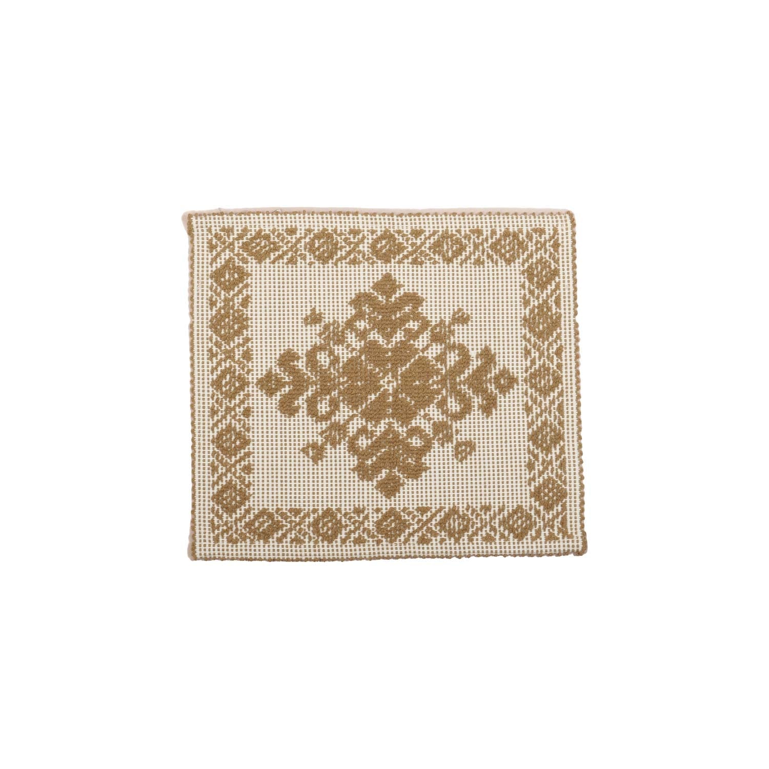 Centrino sardo, cotone, lavorazione meccanica, decorazione giglio tortora, 35x35 cm - Artigianato Pasella