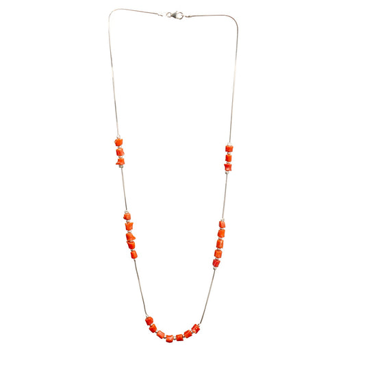 Collana Artigianale in Argento con Corallo Rosso Naturale - Artigianato Pasella