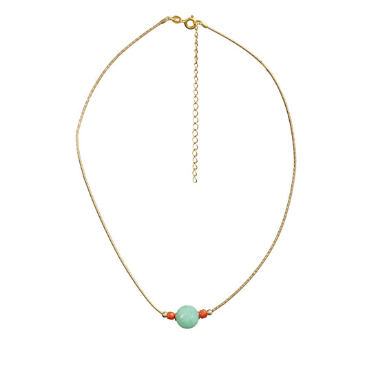 Collana Artigianale in Argento con Quarzo Verde e Corallo - Artigianato Pasella