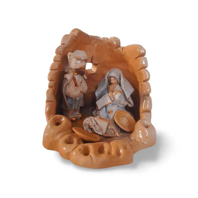 Natività in ceramica con nuraghe, 14 cm - Artigianato Pasella