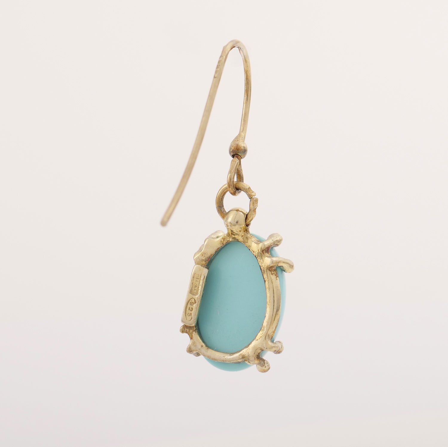 Orecchini Artigianali in Argento con Cabochon Turchese - Artigianato Pasella