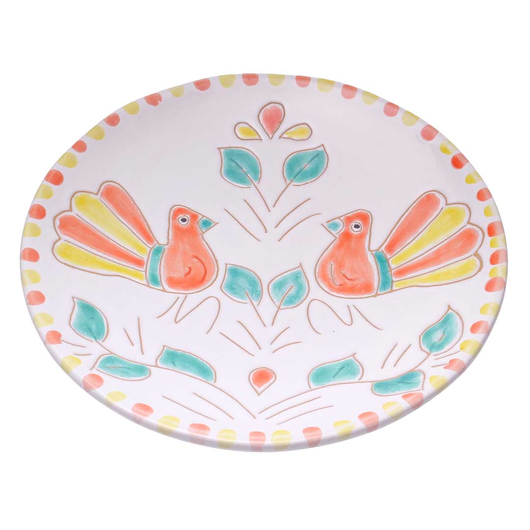 Set Piatti con motivo Pavoncella Arancione - Artigianato Pasella
