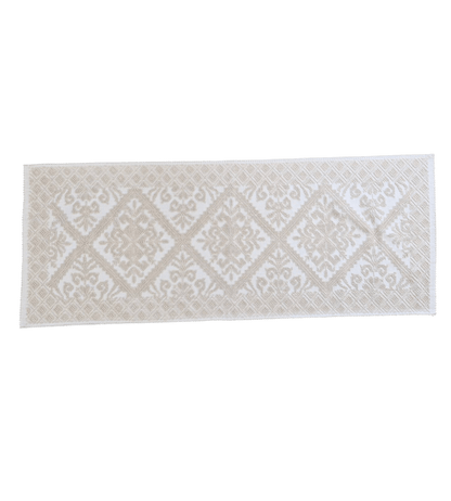 Tappeto sardo, lavorazione meccanica, decorazione giglio ecrù, misura 55x140 - Artigianato Pasella