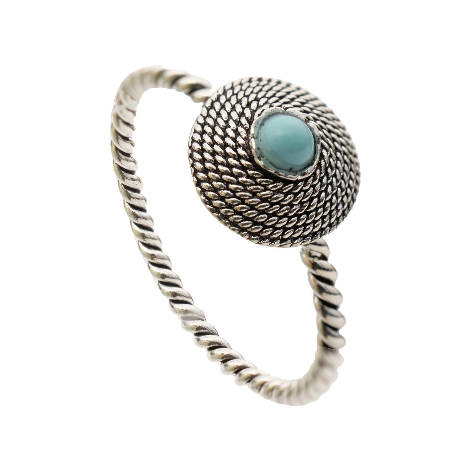 Anello Corbula in filigrana d'argento turchese - Artigianato Pasella