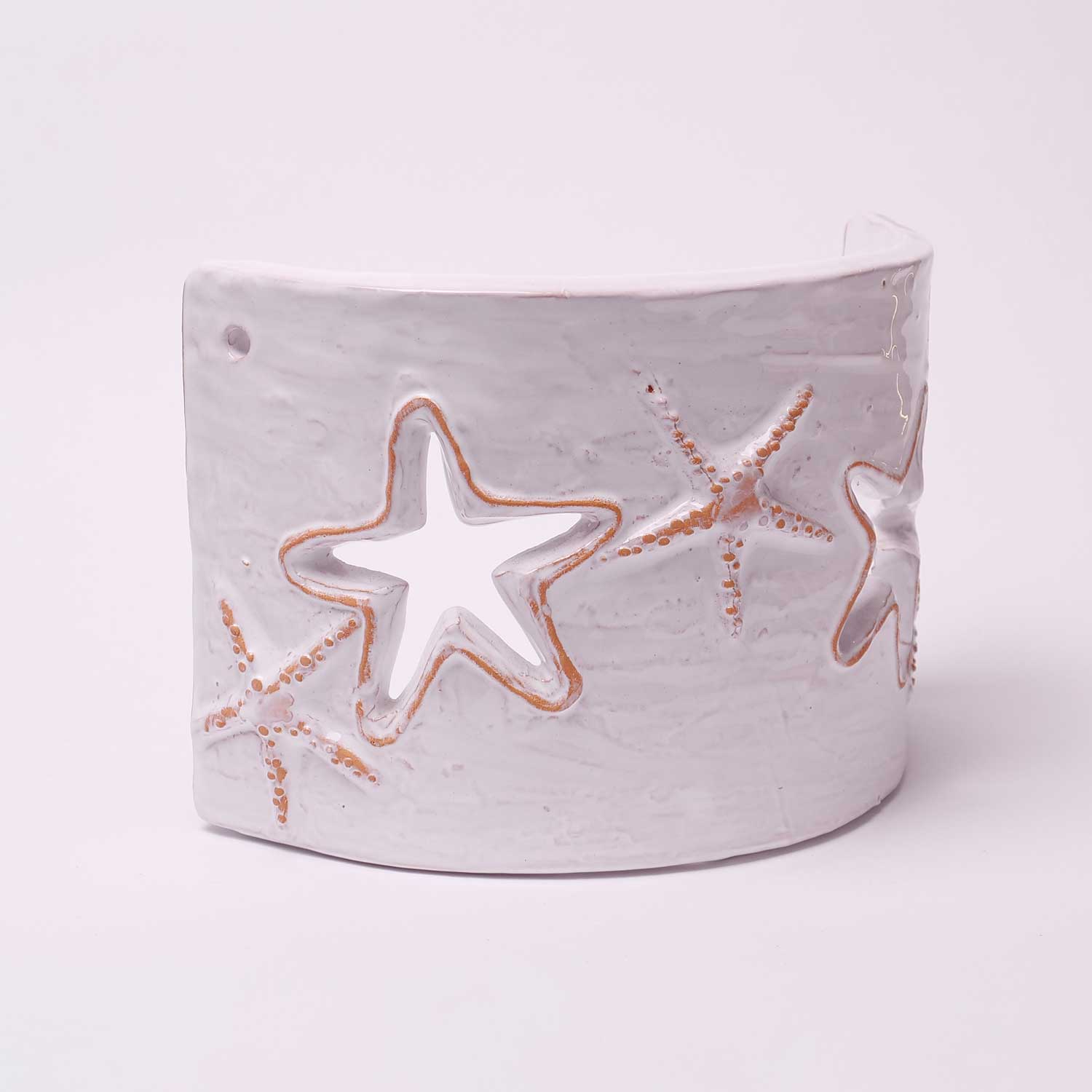 Applique Tegola con motivo stella marina bianco e cotto, misura piccola - Artigianato Pasella