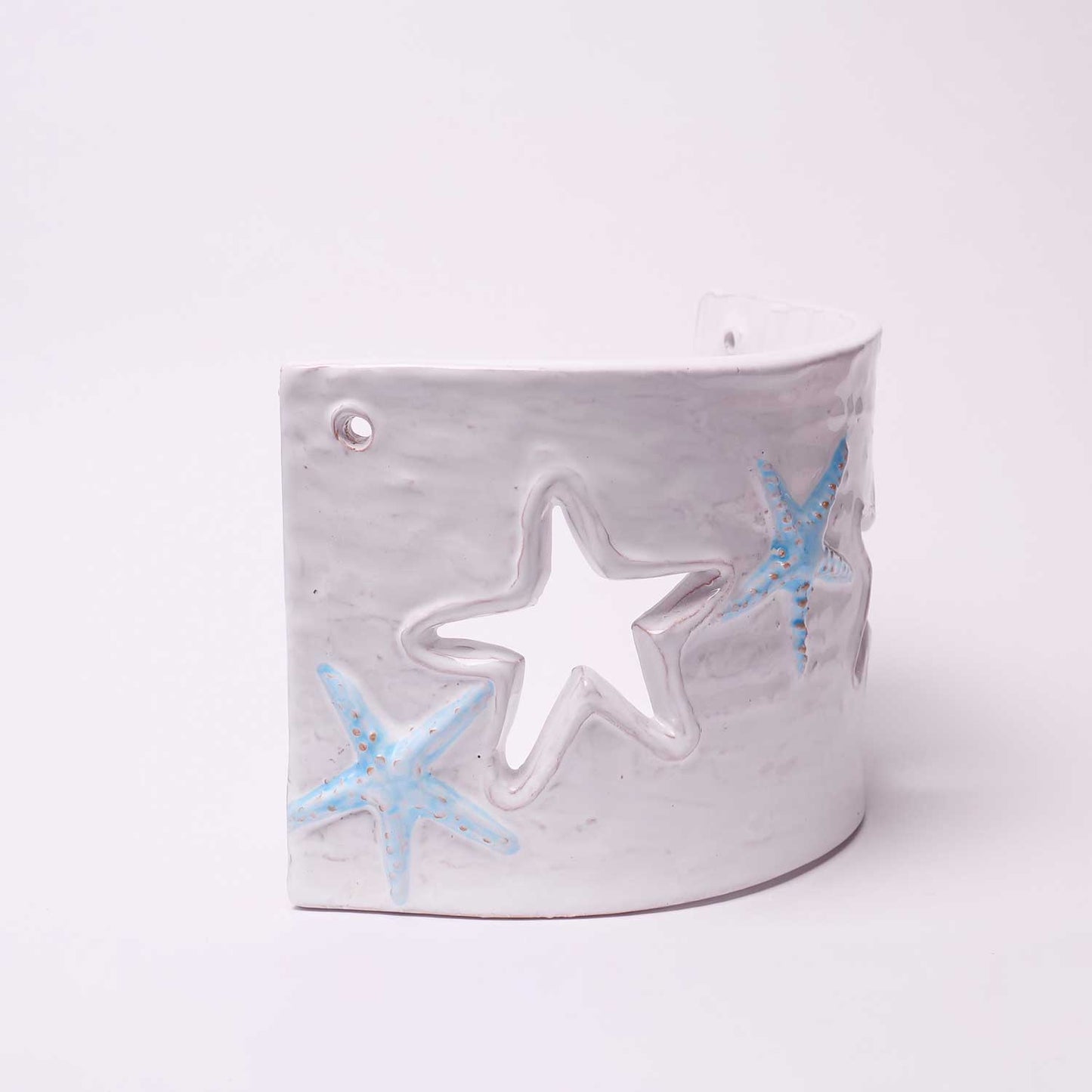 Applique Tegola con motivo stelle marine bianche e turchesi, misura piccola - Artigianato Pasella