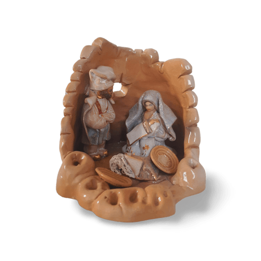 Natività in ceramica con nuraghe, 14 cm - Artigianato Pasella