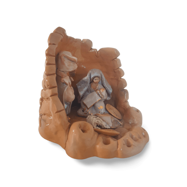 Natività in ceramica con nuraghe, 14 cm - Artigianato Pasella