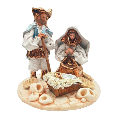 Natività in ceramica sarda, smalto lucido, 20 cm - Artigianato Pasella