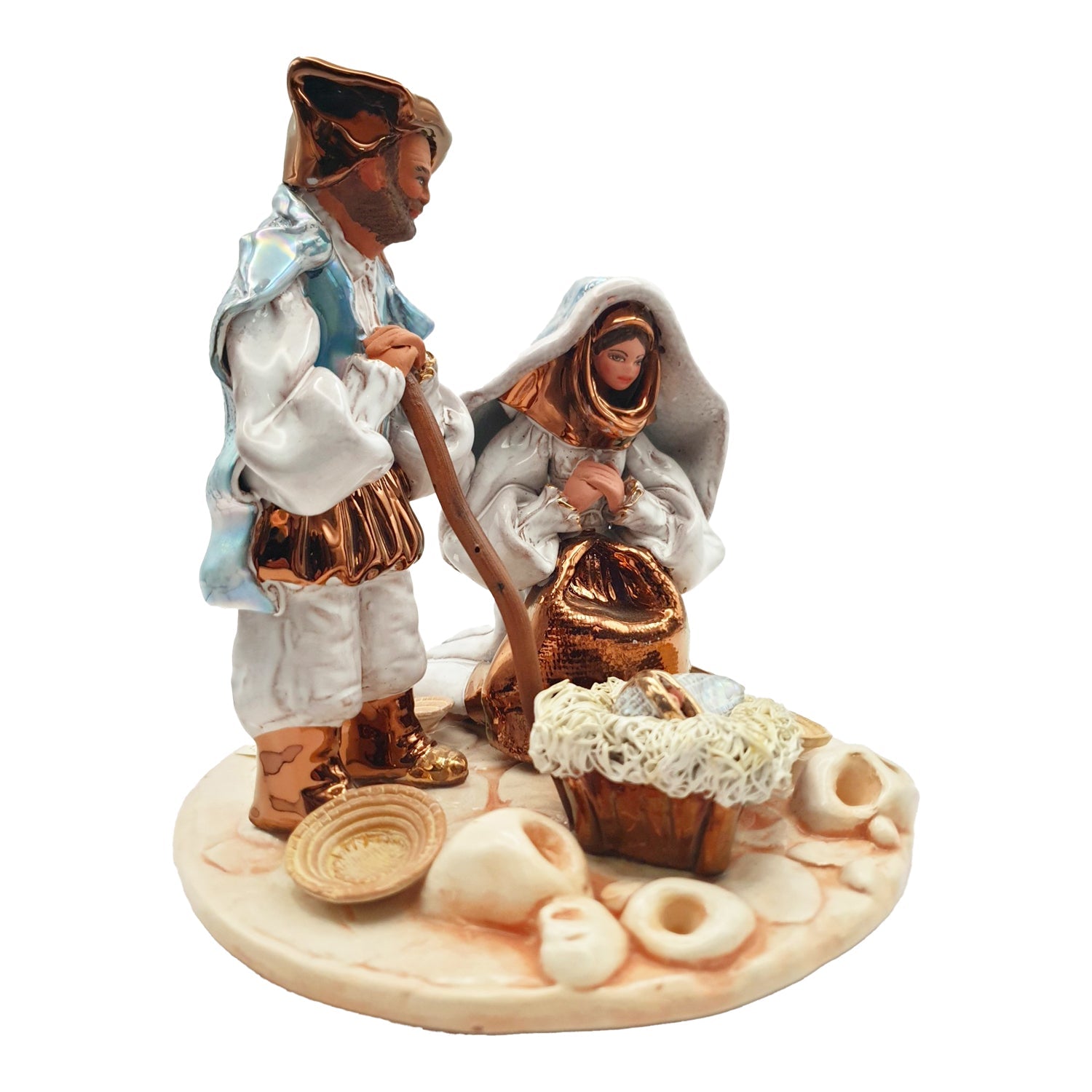 Natività in ceramica sarda, smalto lucido, 20 cm - Artigianato Pasella