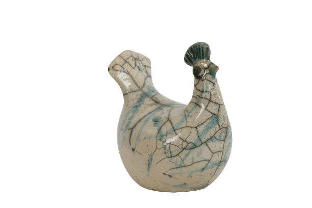 pavoncella raku bianca - Artigianato Pasella