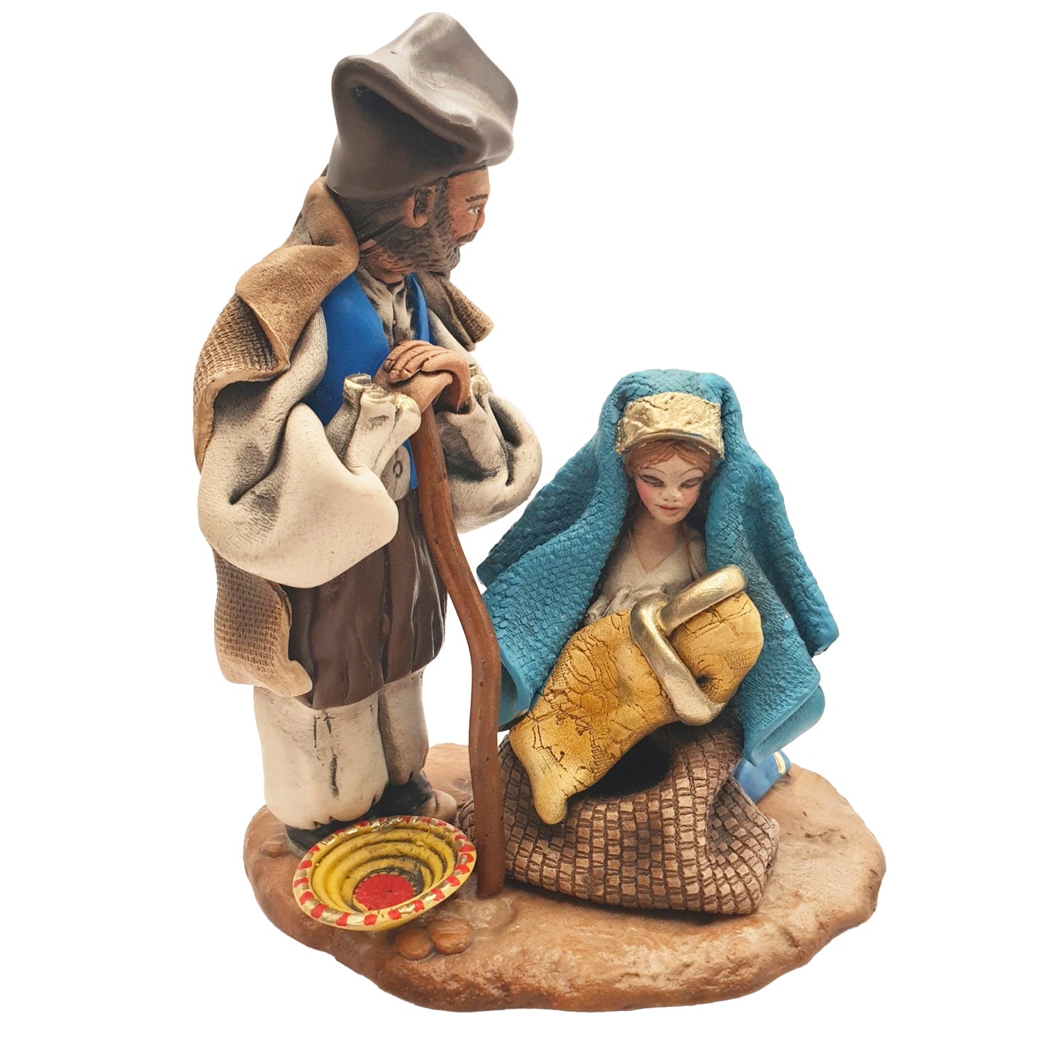 Presepe ceramica sarda, smalto opaco, cm 16 - Artigianato Pasella