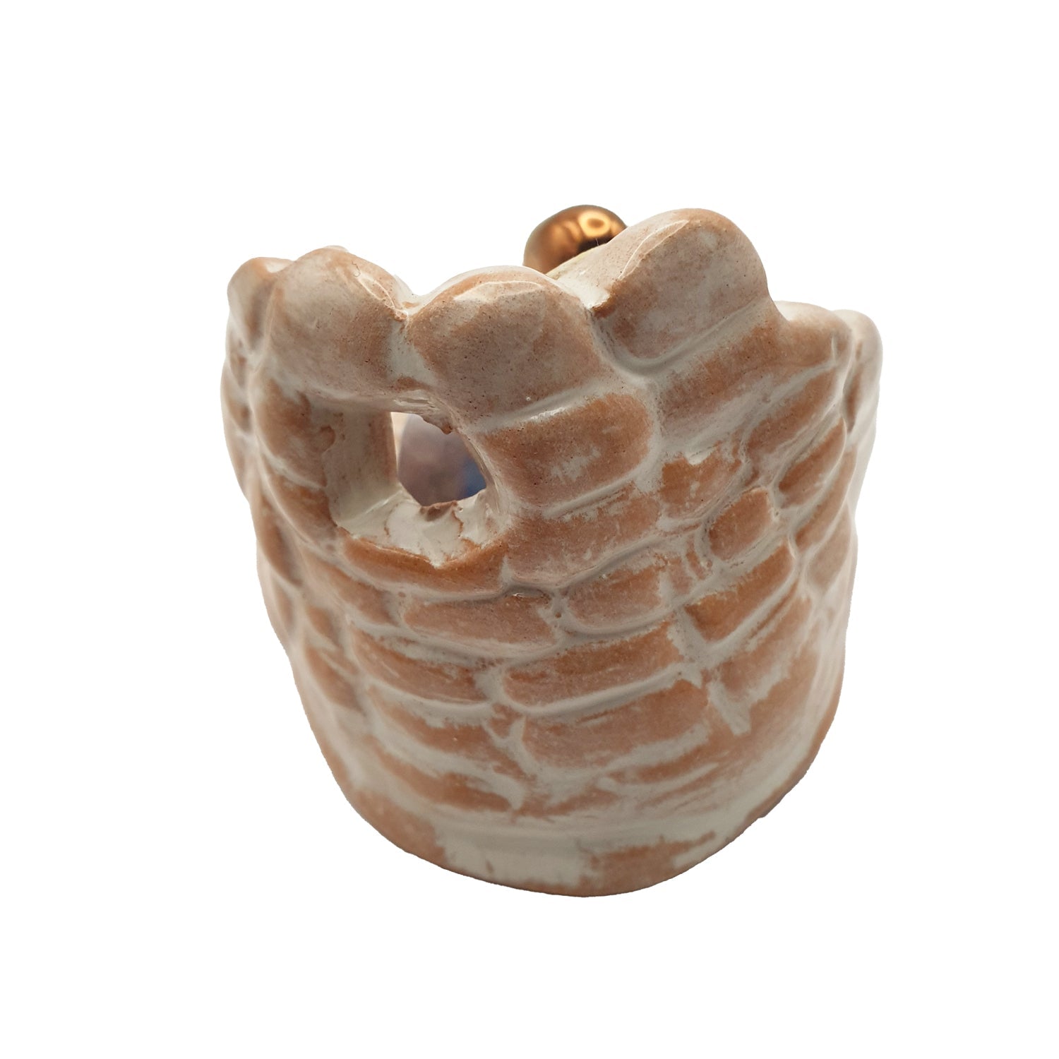 Presepe in ceramica sarda con nuraghe, smalto lucido, cm 6 - Artigianato Pasella