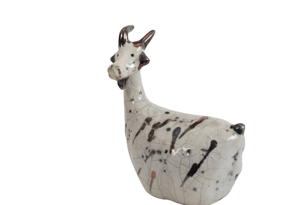Scultura capretta raku bianca - Artigianato Pasella