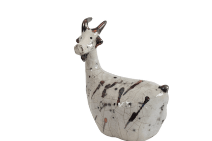 Scultura capretta raku bianca - Artigianato Pasella