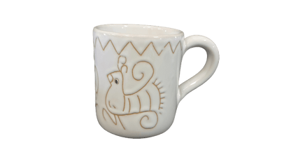 Set di tazze Mug con motivo pavoncella bianca - Artigianato Pasella