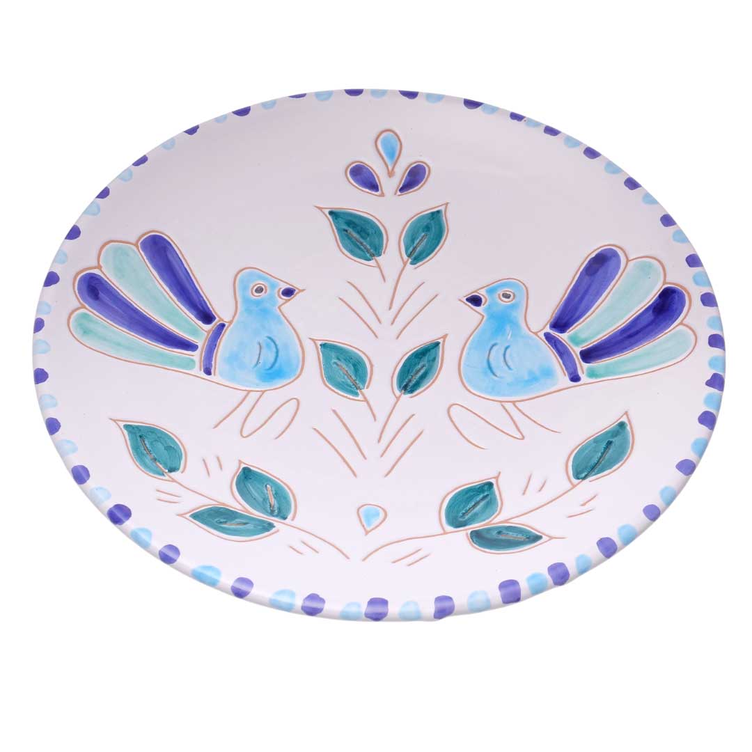 Set piatti con motivo pavoncella turchese - Artigianato Pasella