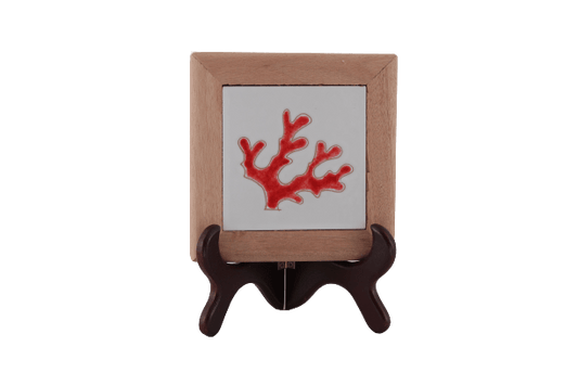 Sottopentola in legno con motivo corallo rosso - Artigianato Pasella