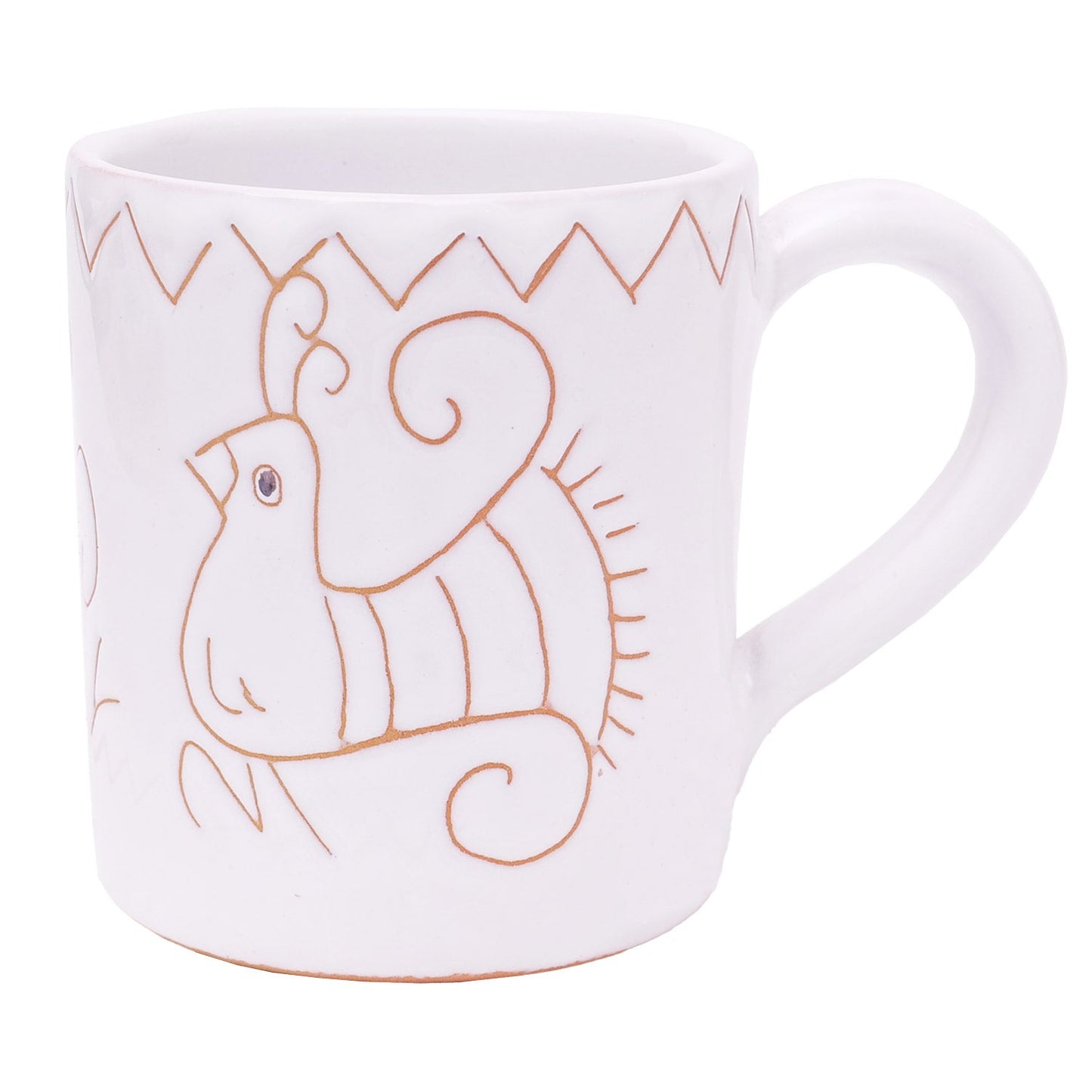 Tazza Mug con manico con motivo pavoncella bianca - Artigianato Pasella