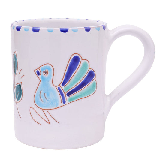 Tazza Mug con manico con motivo pavoncella turchese - Artigianato Pasella