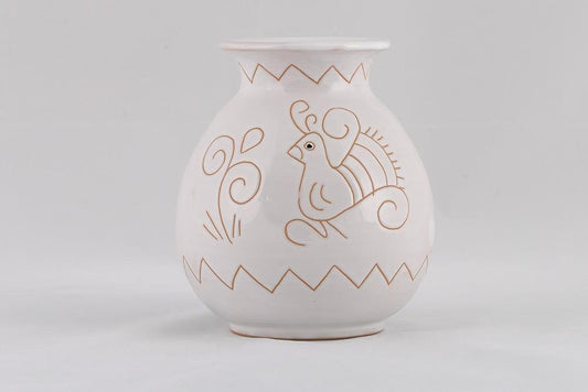 Vaso piccolo con motivo pavoncella bianca - Artigianato Pasella